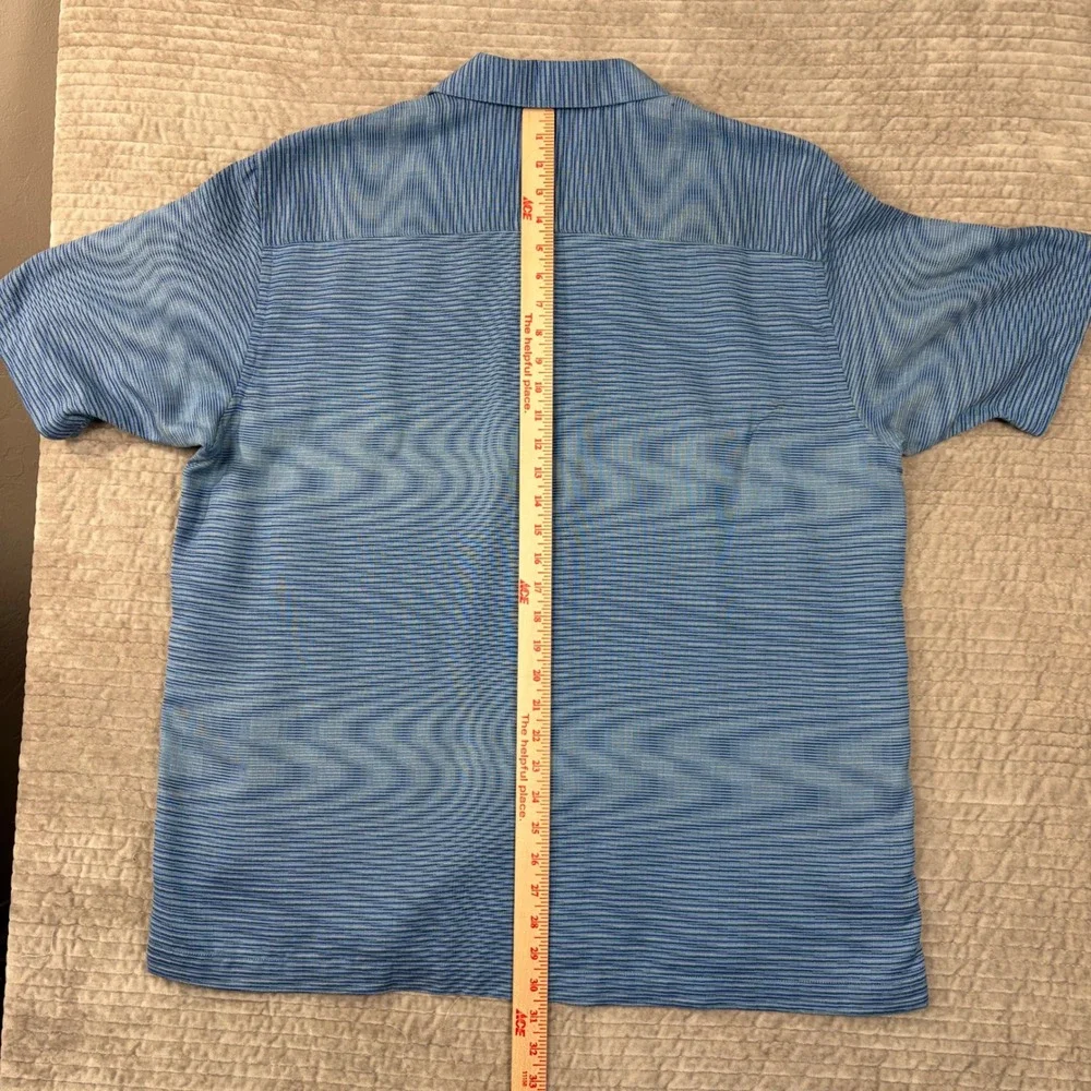 Jhane Barnes Mens XL Blue Wavy Stripe Button Front Shirt Fabric‎ Woven in Japan